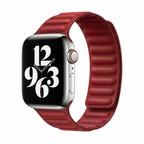 Шкіряний ремінець для Apple Watch 38/40/41mm Leather Link Red